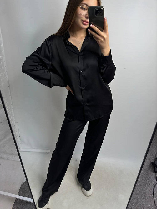 Жіночий шовковий костюм із штанами Чорний XL/2XL Харків - фото 4