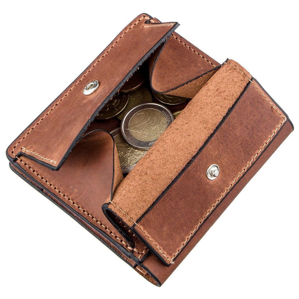 Компактное портмоне унисекс с накладной монетницей GRANDE PELLE 11238 Коричневое Киев - изображение 1