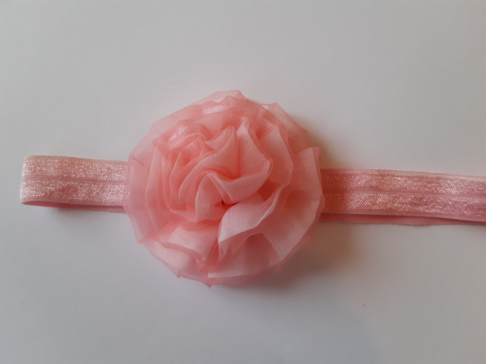 Детская повязка розовая - размер универсальный (на резинке), цветок 7см Киев - изображение 1