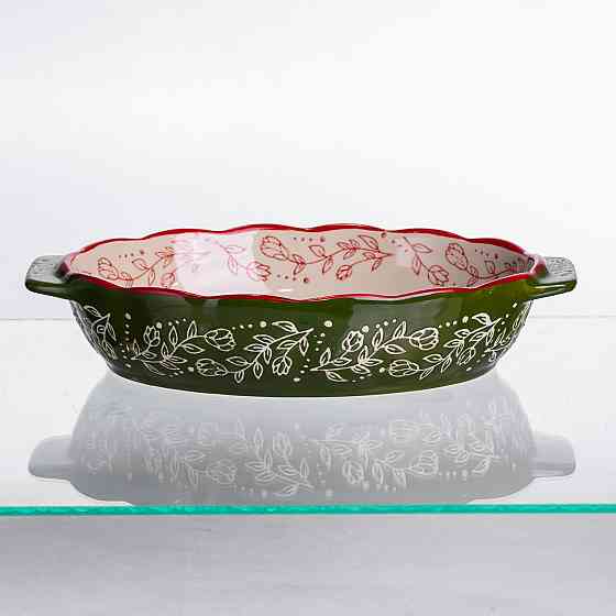 Yiwu Форма для запікання Vintage 25×15×5 (см) овальна з ручками Зелена HM05-01 Коломия