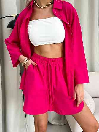 Костюм жіночий літній льон Малиновий 48/52 Харків