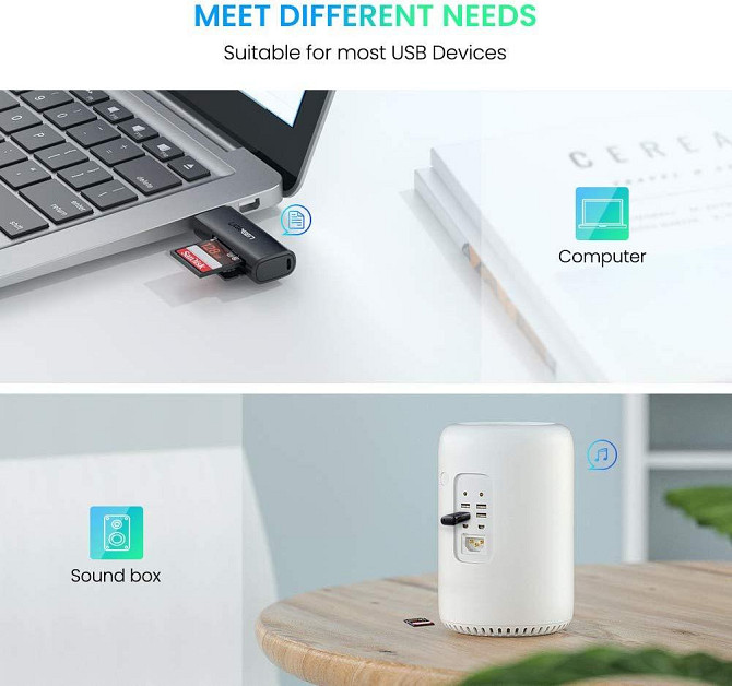 Кардрідер USB 3.0 TF/SD Ugreen 60722 c підтримкою карт до 512Гб (Чорний) Миколаїв - фото 8
