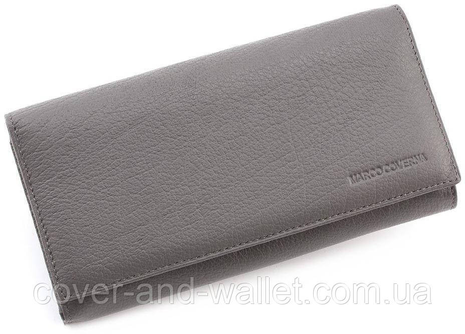 Большой женский кошелёк  с отделом для визиток из натуральной кожи серого цвета Marco Coverna Киев - изображение 2