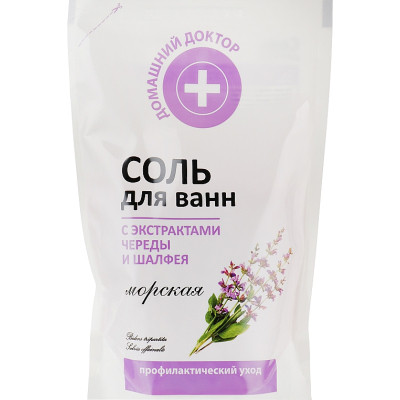 Соль для ванн Домашній Доктор С экстрактом череды и шалфея 500 г (4823015921698) Винница - изображение 1