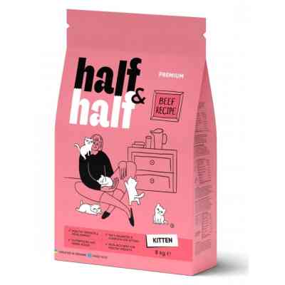 Сухой корм для кошек Half&Half для котят с говядиной 8 кг (4820261920796) Винница