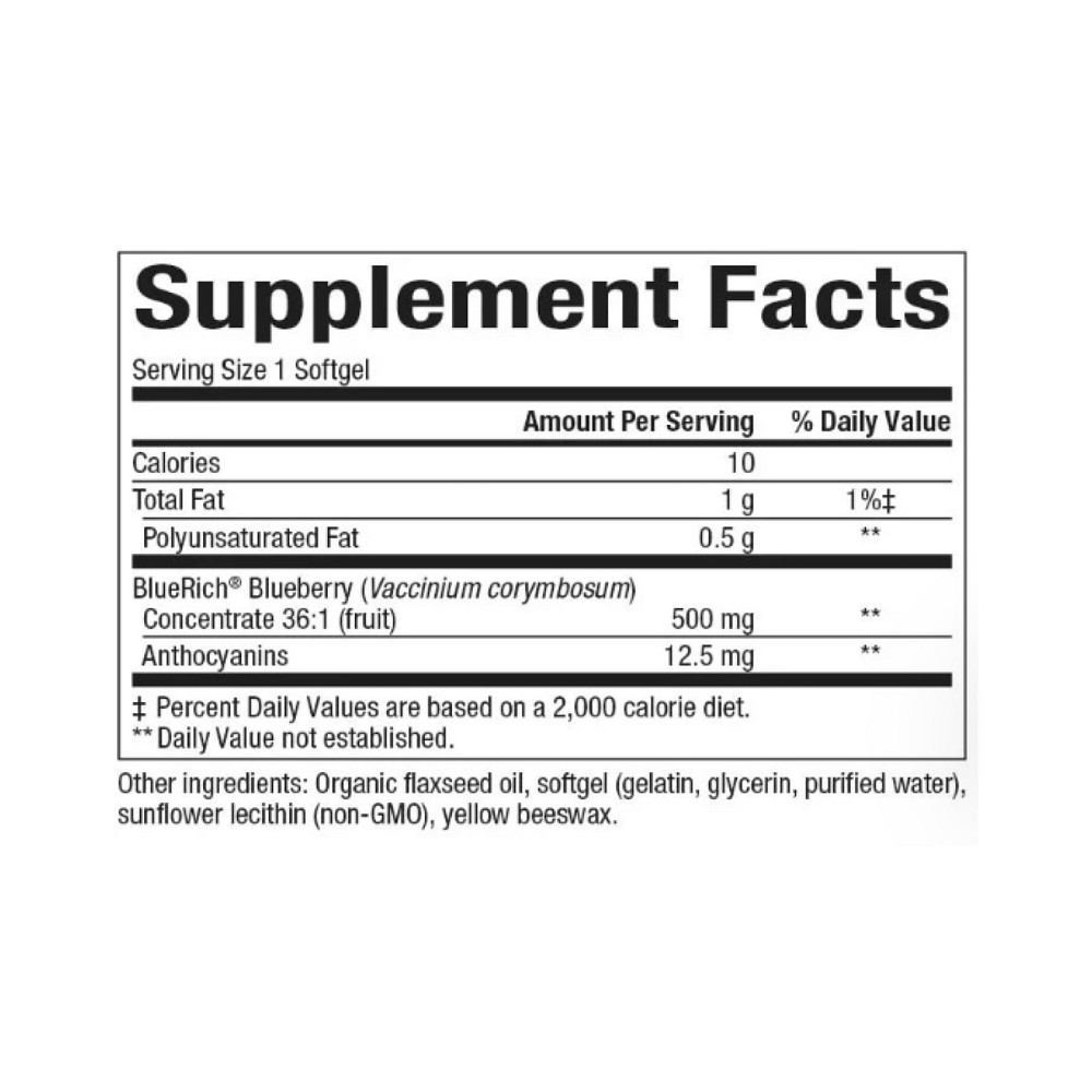 Черника для зрения Natural Factors BlueRich 500mg 90 гел капс Киев - изображение 2