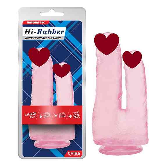 Фаллоимитатор двойной Chisa Hi-Rubber 7.9 на присоске, розовый Sex Aura Киев