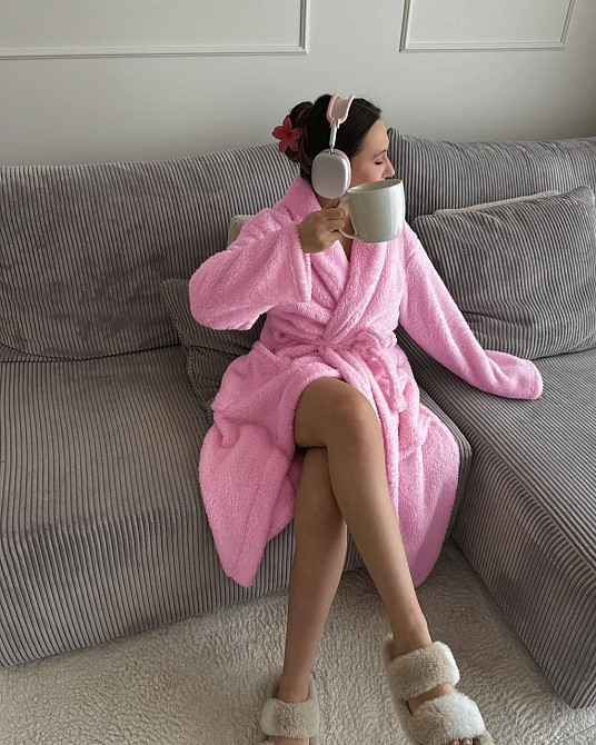 Женский уютный теплый халат «ЗЕФИРКА» с поясом Махра Тедди Одесса - изображение 7