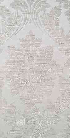 Шпалери вінілові на флізеліні Grandeco Time метрові структурні вензелю завитки бежеві на білому Київ