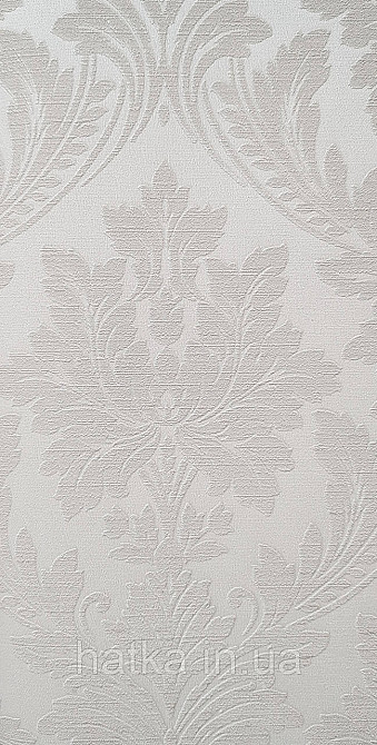 Шпалери вінілові на флізеліні Grandeco Time метрові структурні вензелю завитки бежеві на білому Київ - фото 2
