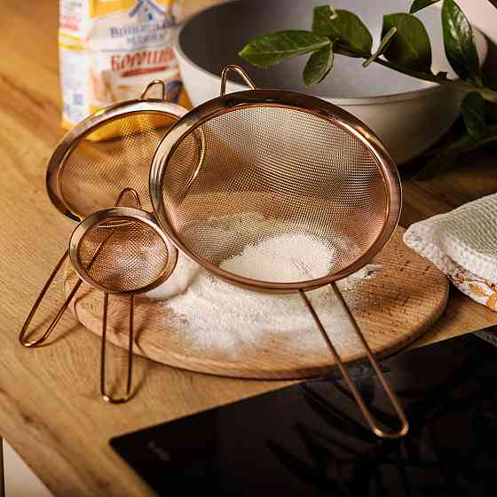 Набор ситечек из нержавейки для муки и круп, 3 шт. Киев