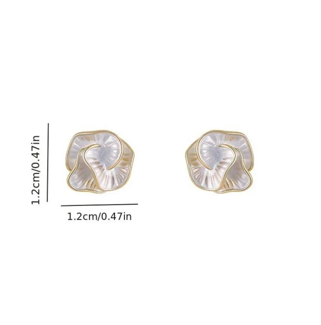 Серьги-пусеты с цветком камелии Эмаль, минималистичная, 1 пара Киев - изображение 3