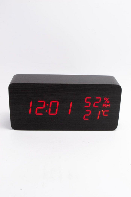 Настільний годинник від мережі +батарейка із зеленою підсвіткою, датою, температур ART-862S-4 (80) Одеса - фото 2