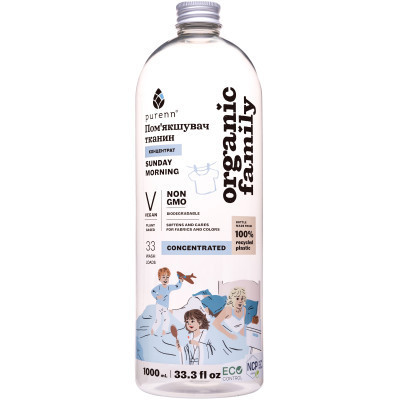 Кондиціонер для білизни Purenn Organic Family Sunday Morning пом&apos;якшувач для збереження кольорів та волокон тканин з Алое 1 л (4751024880456) Вінниця - фото 1