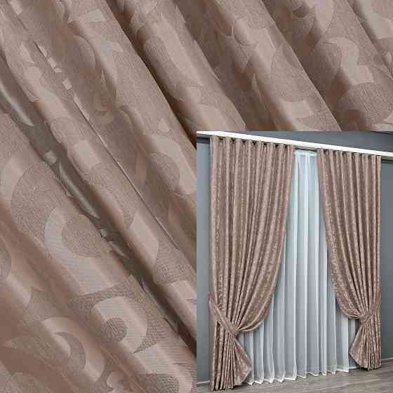 Комплект готових штор VR-Textil Жакард Вензель № 090ш Пудровий 150х260 см 2 шт (39-0077) Київ