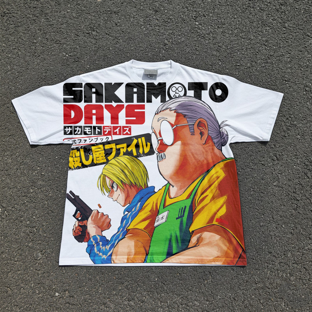 Футболка чоловіча з принтом аніме Аніме Сакамото Дайс Таро манга оверсайз (S/M/L) Черний Дніпро - фото 3