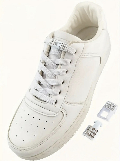 Застібка на шнурки для взуття металева зі стразами Білий 2 шт Смела - изображение 4