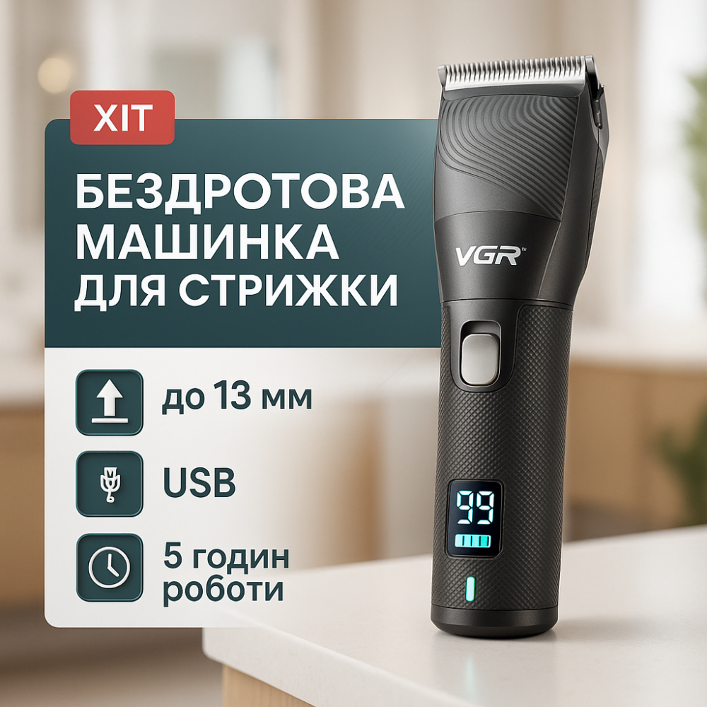 Електрична акумуляторна машинка для стрижки, Професійна машинка для стрижки волосся голови EJ-40 Львів - фото 11