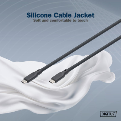 Дата кабель USB-C to USB-C 2.0m USB 4.0 Gen2 20G 240W 8K silicone black Digitus (AK-300344-020-S) Винница - изображение 2