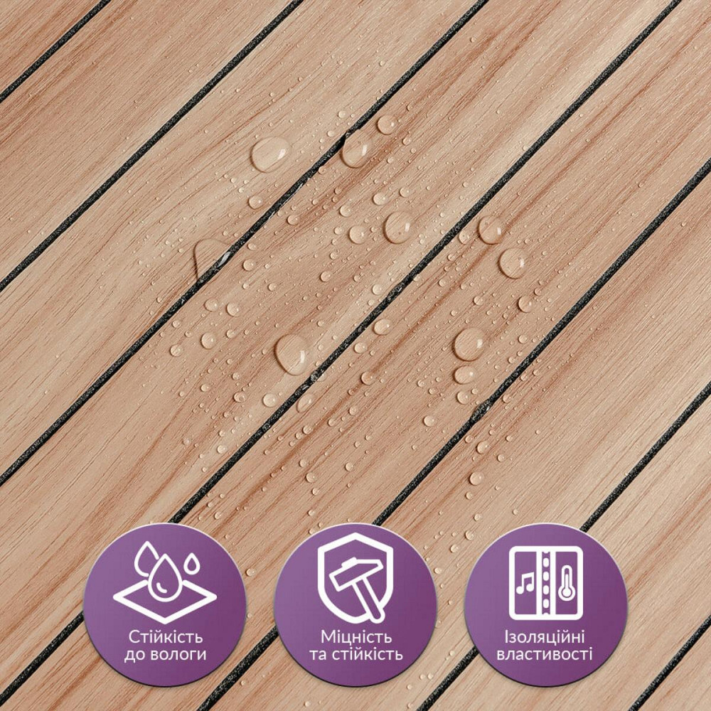 Вінілові самоклеючі 3D рейки Тік золотистий Київ - фото 4