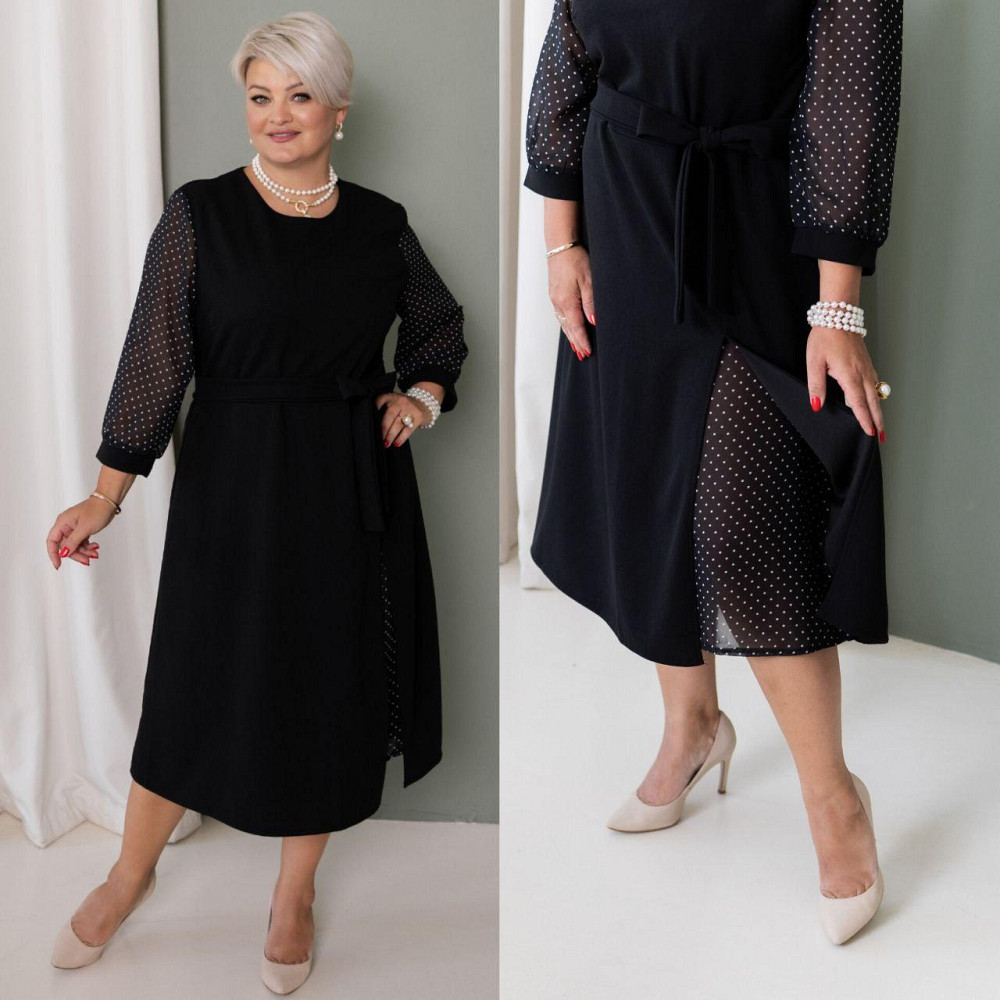 Женское стильное праздничное платье шифон+креп дайвинг 64/66 Одесса - изображение 1