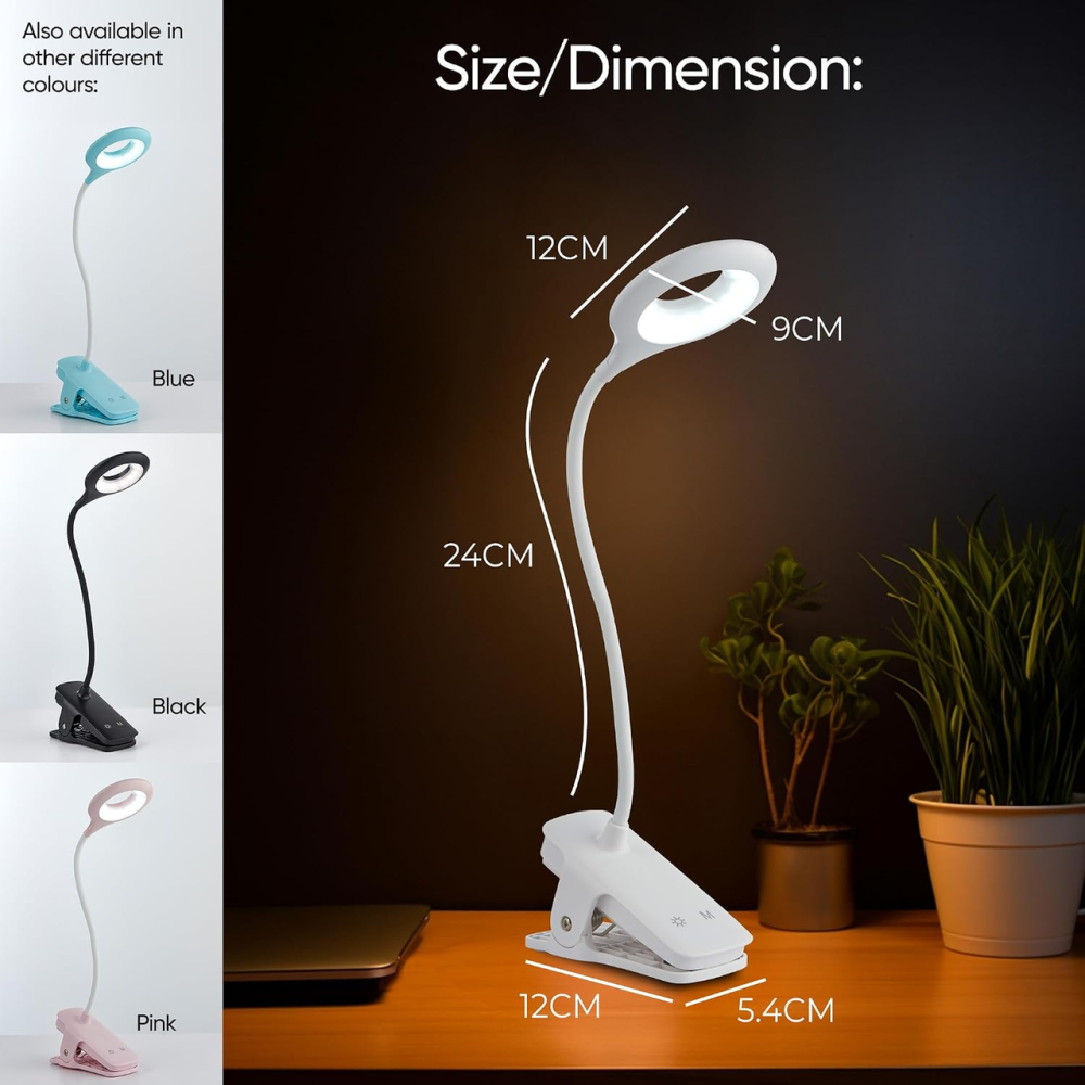 Настольная LED лампа National Lighting 4,5 Вт с аккумулятором, USB, сенсорным управлением, зажимом, гибкой шейкой, 5 цветов Киев - изображение 8