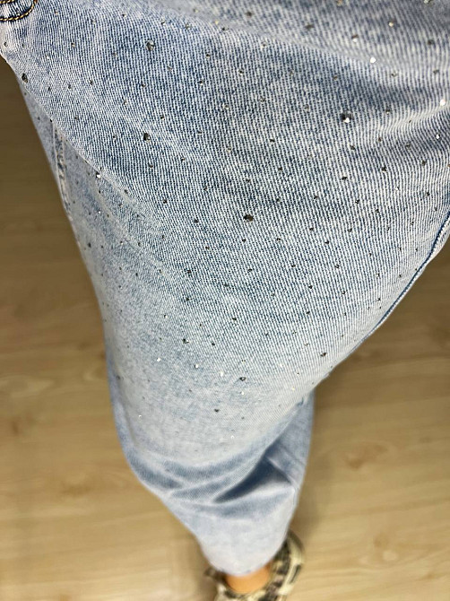 Юбка женская джинсовая Liana 421 россыпь камешков прямая разрез впереди стрейчевая большие размеры голубая, голубой, 4О, 40, 105 см, 127 см Киев - изображение 15