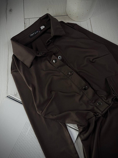 Женский стильный повседневный эластичный комбинезон из качественного плотного микродайвинга Шоколад, 44/46 Одесса - изображение 2