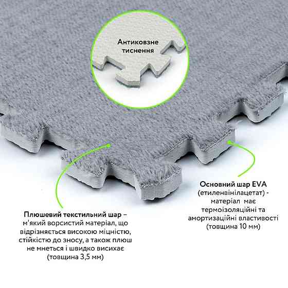 Плюшевый напольный пазл светло-серый Киев