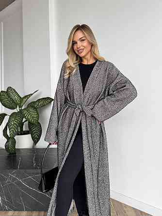 Жіночий трендовий довгий кардиган з поясом та кишенями Одеса