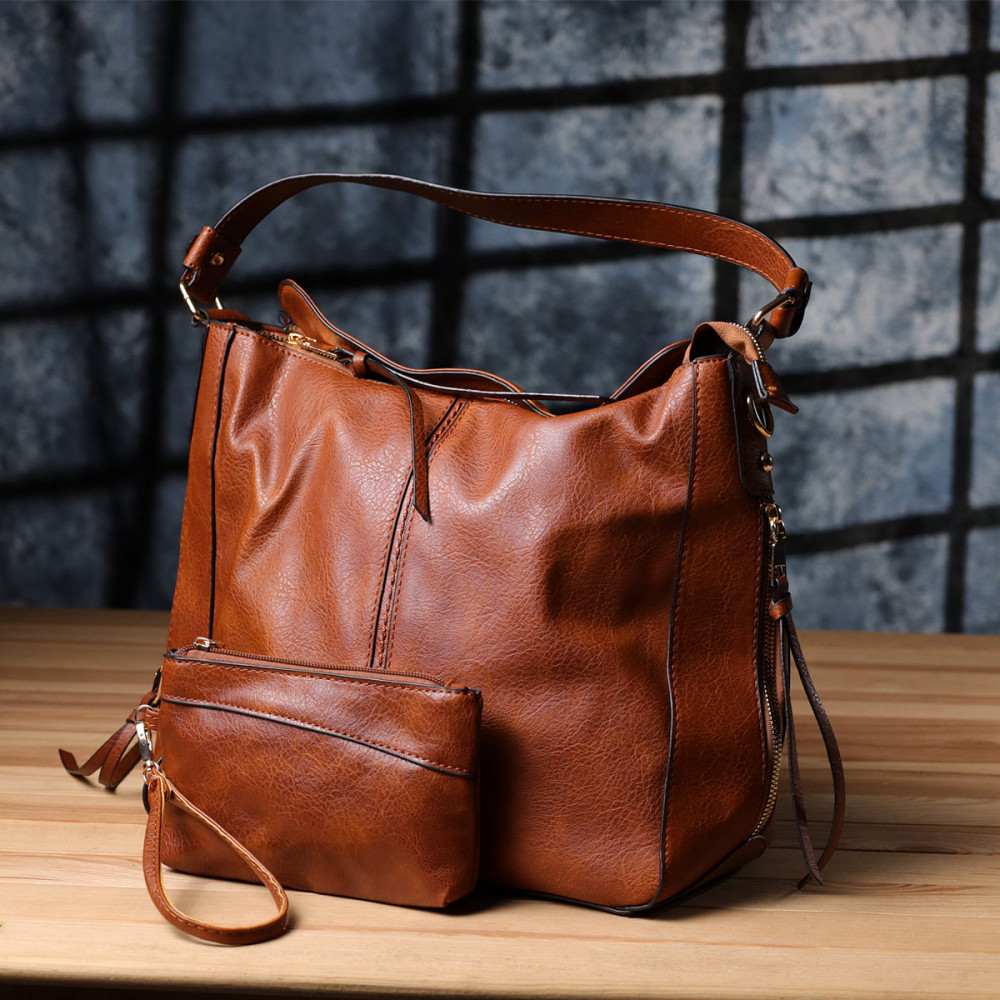 Жіноча сумка великого розміру з екошкіри Vintage sale_15140 Коричневий Київ - фото 6