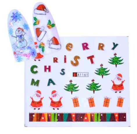 Стикеры для ногтей новогодние разноцветные - размер наклейки 6*5см, инструкция по применению есть в описании Киев