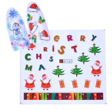 Стикеры для ногтей новогодние разноцветные - размер наклейки 6*5см, инструкция по применению есть в описании Киев - изображение 1