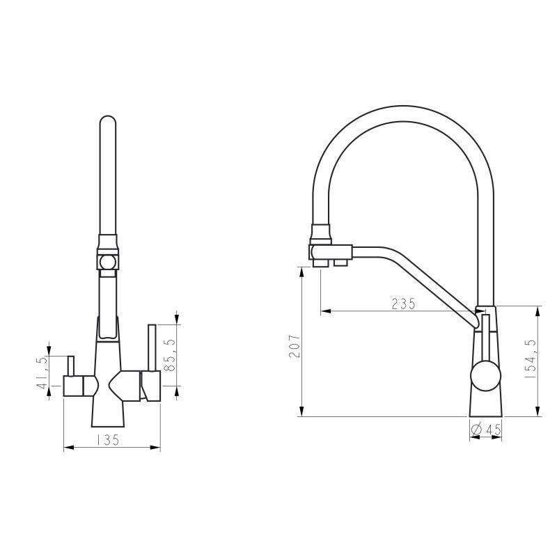 Смеситель для кухни Lidz Aria 020F3 с гибким изливом, с подключением для питьевой воды Nickel/White Харьков - изображение 2