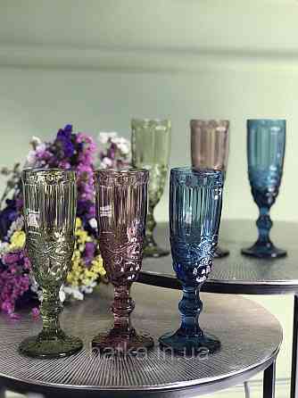 Келих для шампанського Olens «Вінтаж» 180 мл синє скло для дому та ресторанів 01-008 Київ