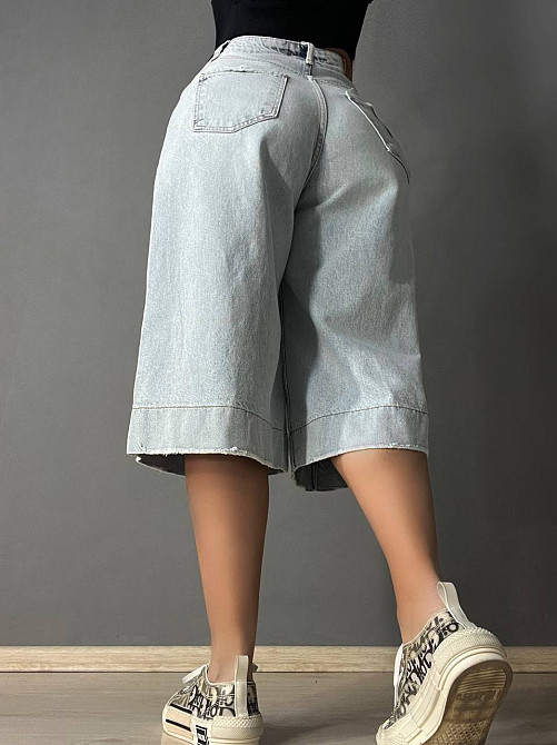 Шорти жіночі джинсові Sherocco 392-1 бермуди довгі з манжетами та стрілкою блакитні, блакитний, 30, 30, 85 см, 117 см Київ - фото 19