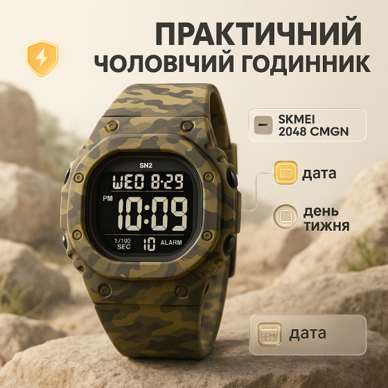 Годинник військовий з офіційною гарантією, Годинник спортивний скмей армійський для ЗСУ CP-87 Львів