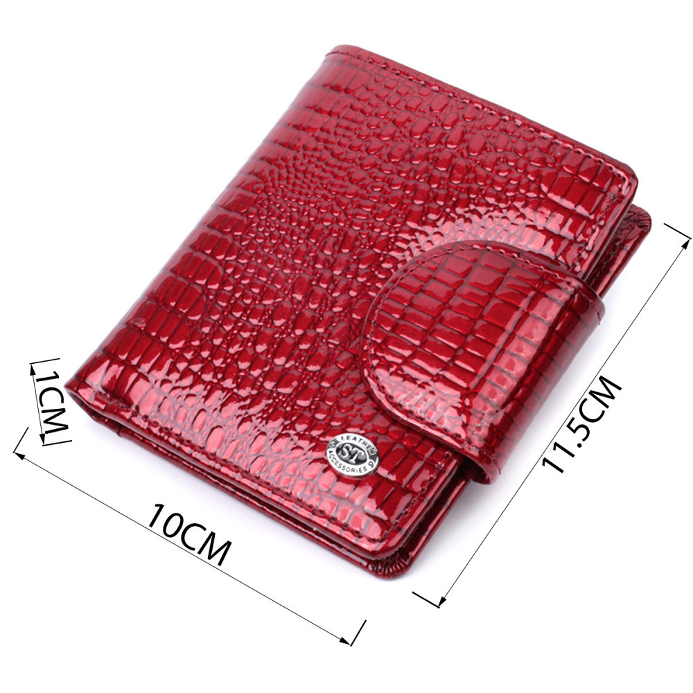 Лакированный кошелек для женщин среднего размера Красный (ST Leather) Киев - изображение 7