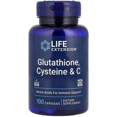 Вітамінно-мінеральний комплекс Life Extension Глутатіон, цистеїн та вітамін C, Glutathione, Cysteine & C, 100 капсул (LEX-15411) Вінниця
