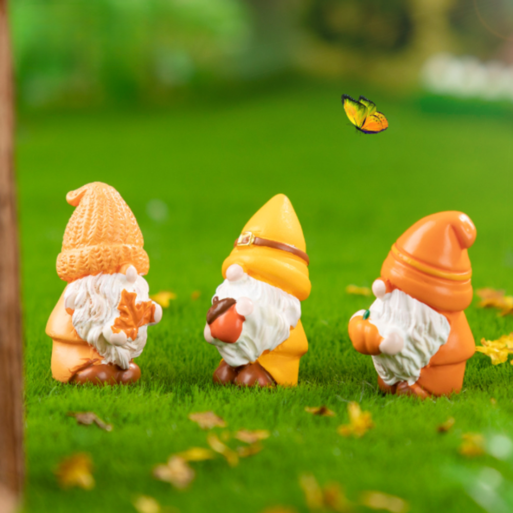 Набор фигурок Гномики Осенние 3 шт для мини-сада и поделок Оранжевые Одесса - изображение 2