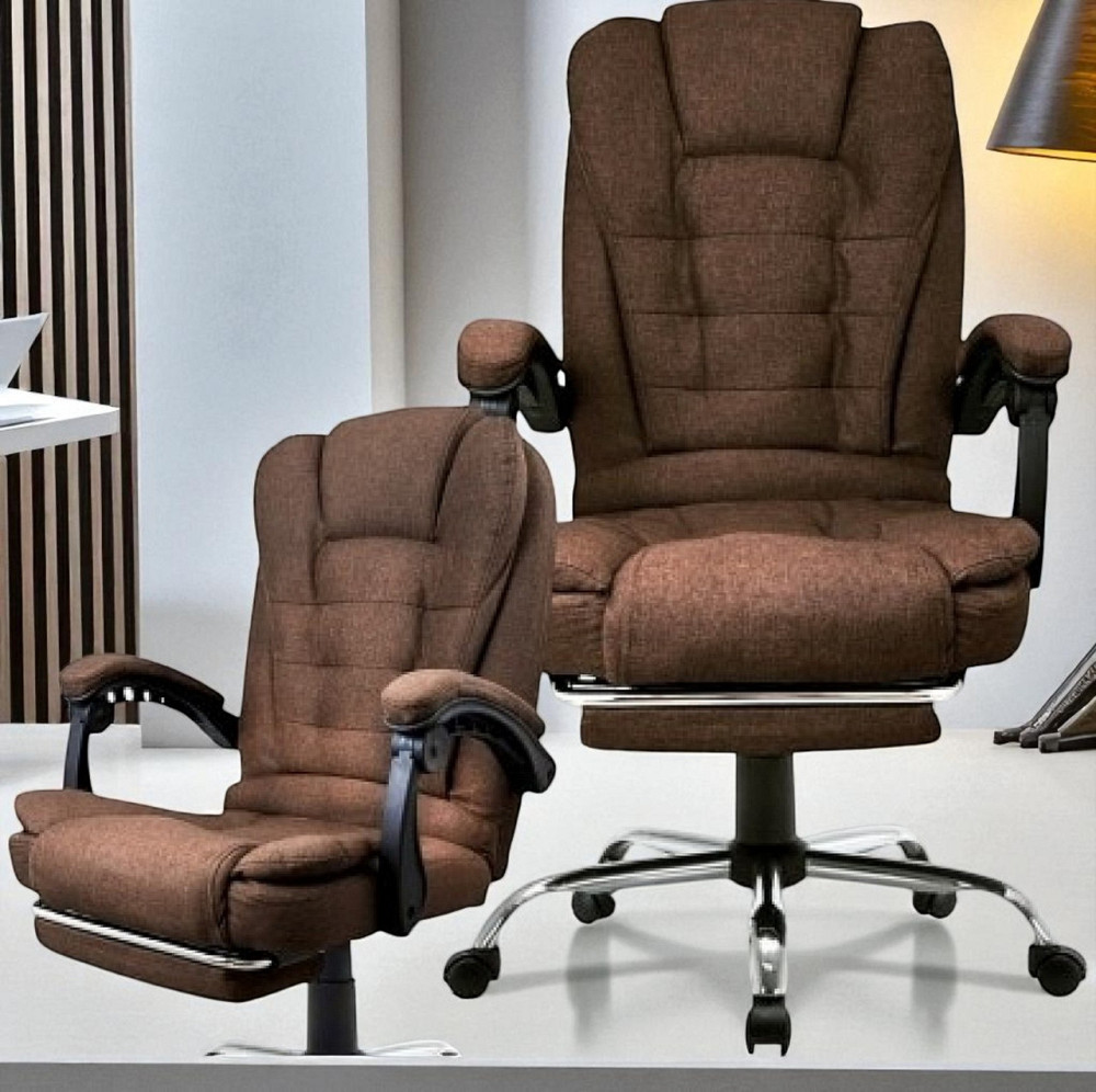 Крісло офісне ортопедичне ергономічне комп'ютерне м'яке з підставкою для ніг і масаже-ром з тканини посилене ігрове крісло Львів - фото 4