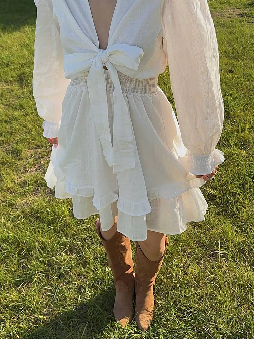 Женское легкое романтичное мини платье из льна Одесса - изображение 3