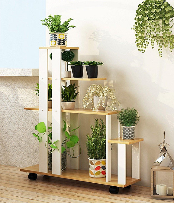 Підставка для квітів "Шательро" зефір-бланже на коліщатках Миколаїв - фото 1