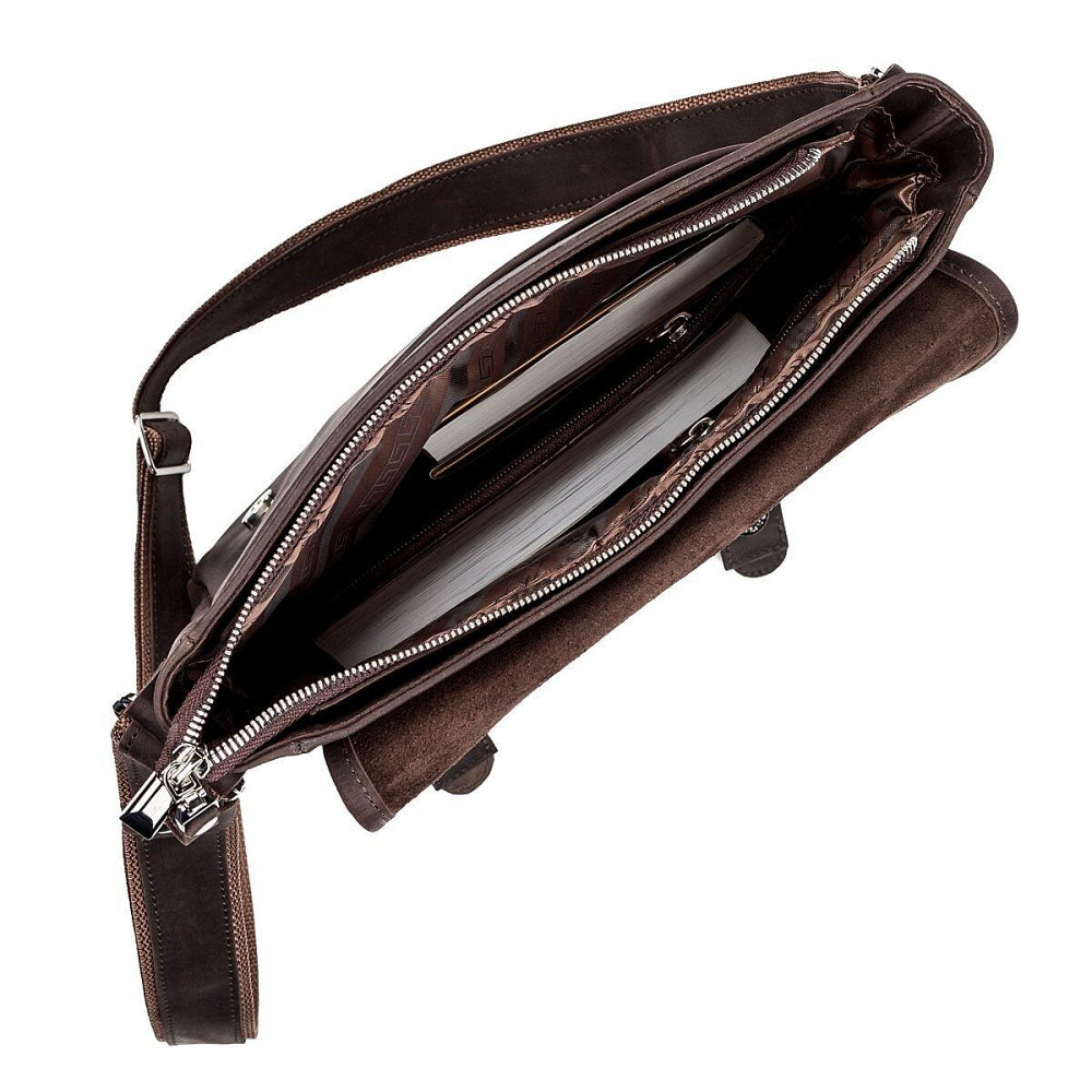 Сумка чоловіча SHVIGEL 11129 з вінтажної шкіри Коричнева Київ - фото 6