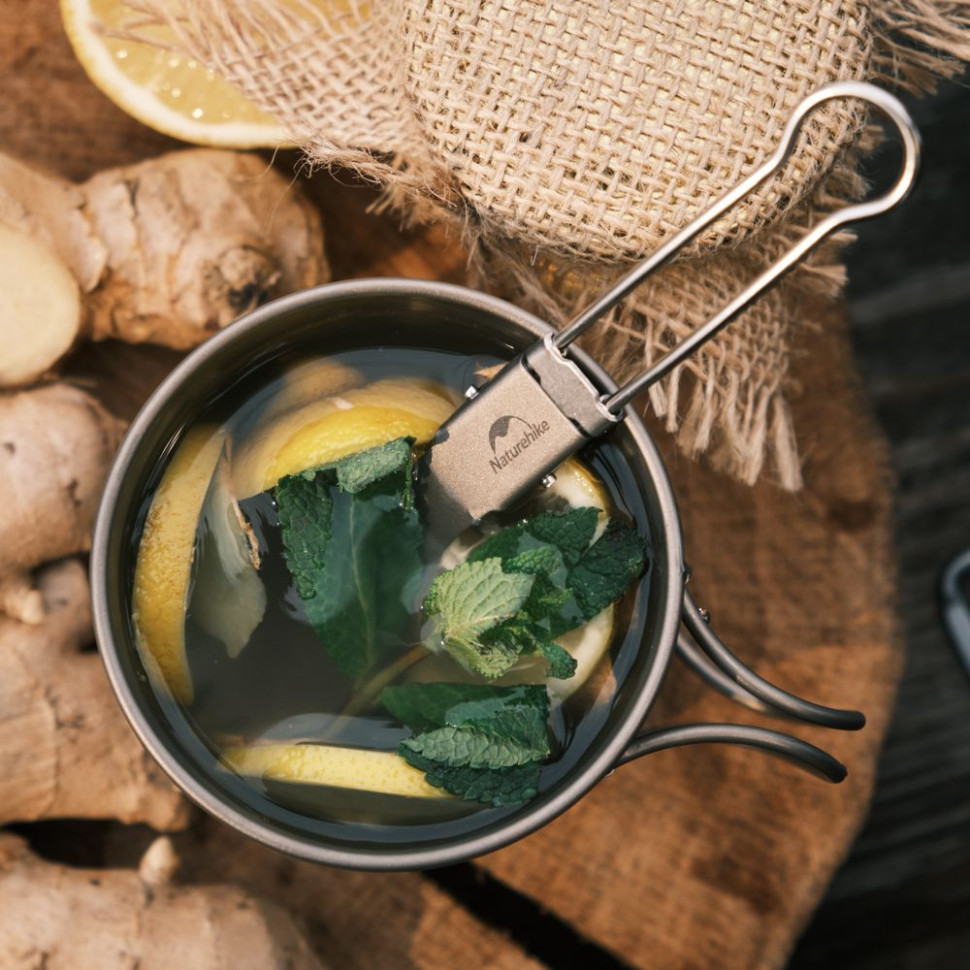 Ложко-виделка титанова складана Naturehike NH19C001-J сіра з мішечком Киев - изображение 11