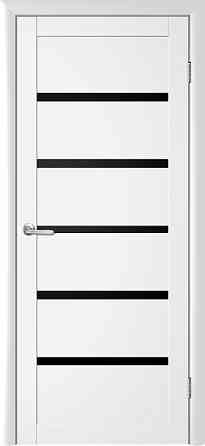Двери Видень Белый Полотно с черным стеклом, покрытие VINIL Киев