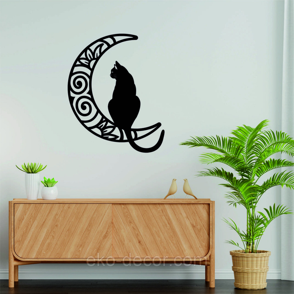 Декоративное настенное Панно «Кот на луне» Декор на стену 110*89 см, Черный Киев - изображение 6