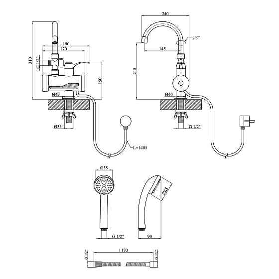 Проточний водонагрівач Kroner KRM Volt - CW191MDS з дисплеєм Київ