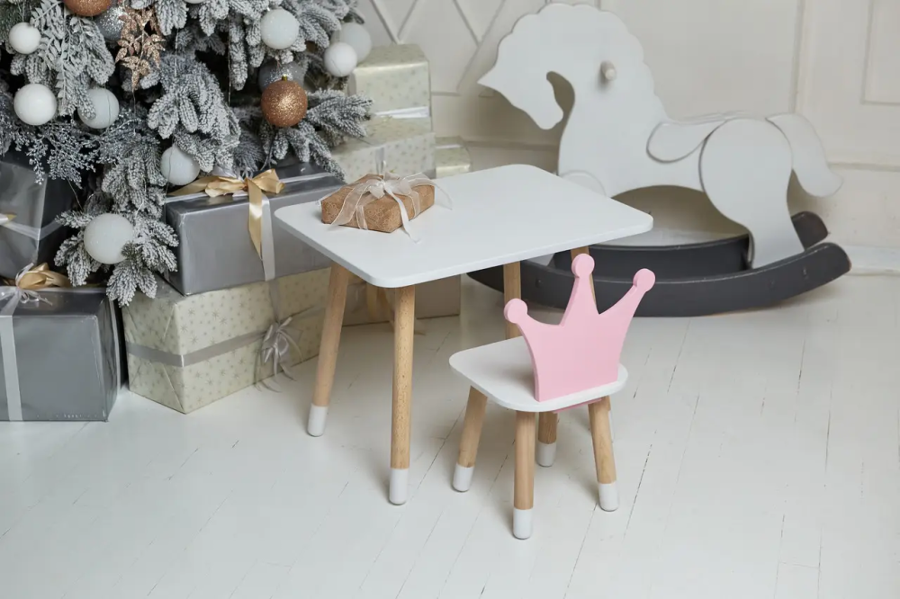 Дитячий прямокутний столик (Білий) та стільчик Корона (Розовая) Вінниця - фото 9