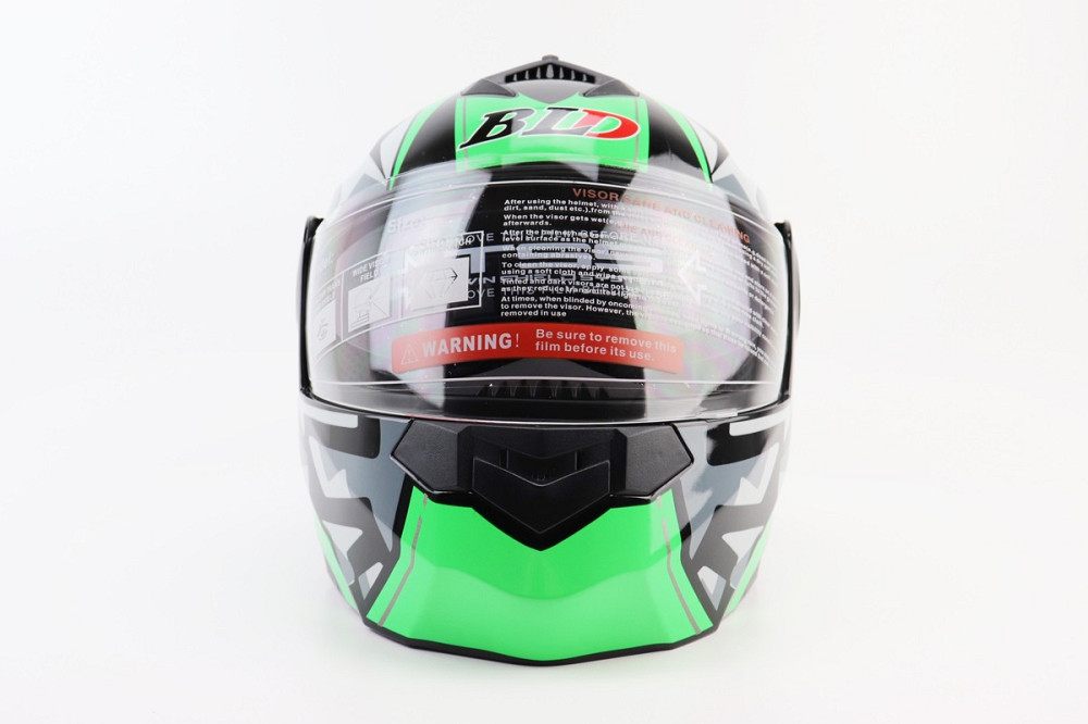Шолом модуляр, закритий з відкидним підборіддям+відкидні окуляри BLD-159 S (55-56см), ЧОРНО-ЗЕЛЕНИЙ Київ - фото 5